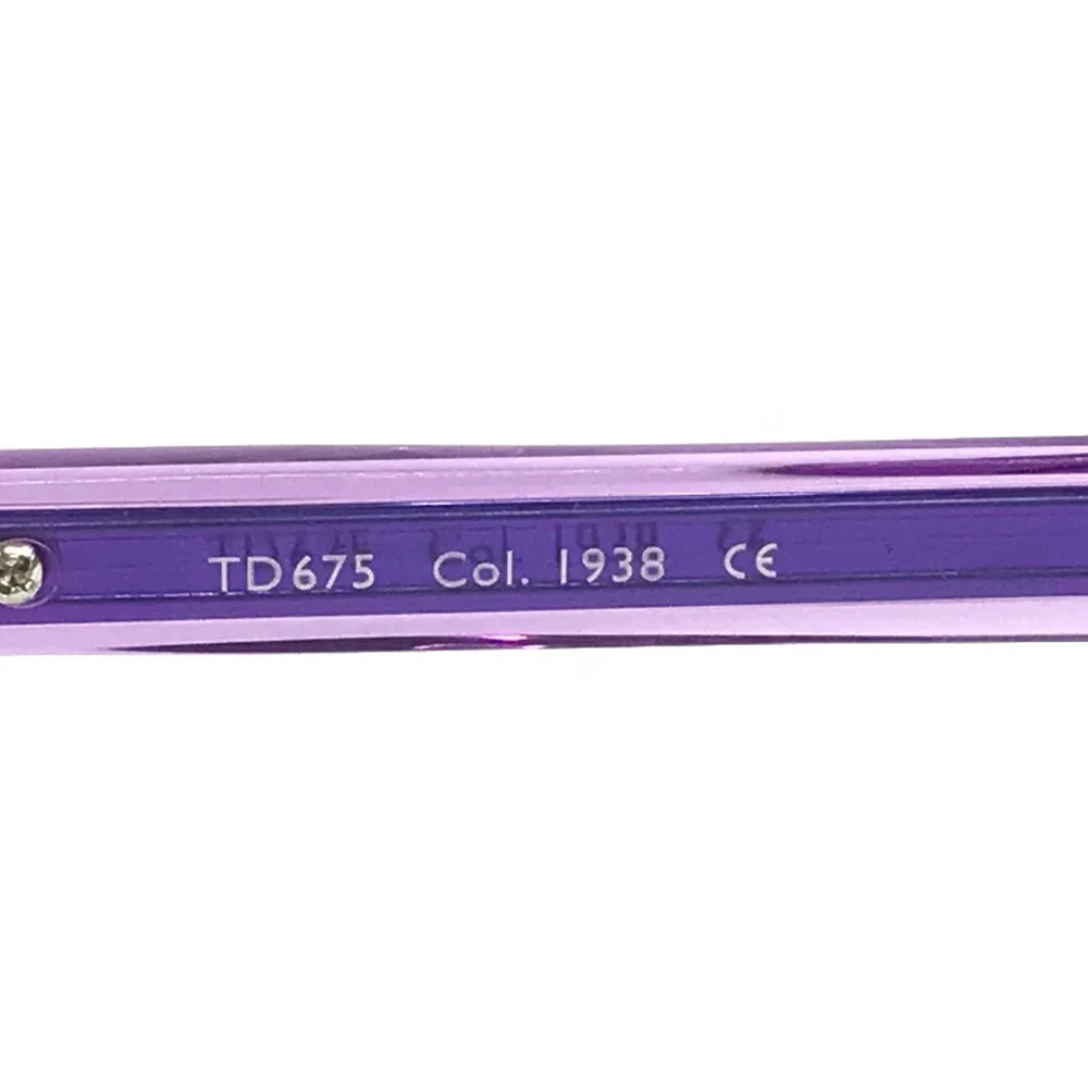 Tom Davies Eyeglasses Frames TD675 Col. 1938 Clear Purple Cat Eye 53-16-140